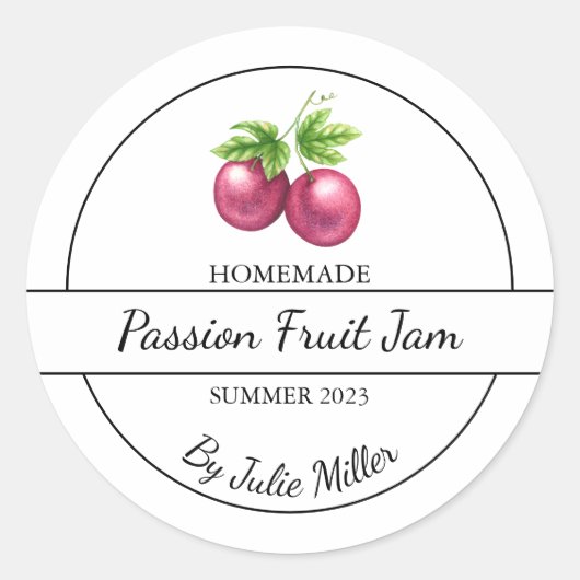 Eenvoudige zelfgemaakte Passion Fruit Jam Label (Voorkant)