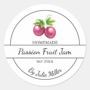 Eenvoudige zelfgemaakte Passion Fruit Jam Label