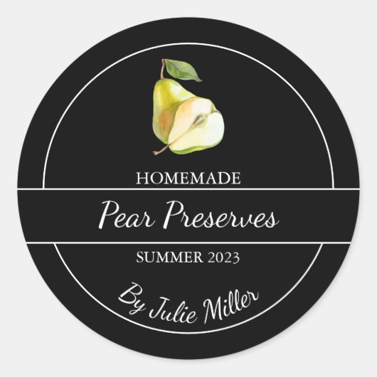 Eenvoudige zelfgemaakte peer behoudt label zwart (Voorkant)