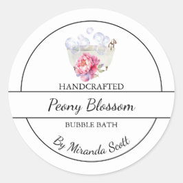Eenvoudige zelfgemaakte pioenroos bubbel badlabel ronde sticker