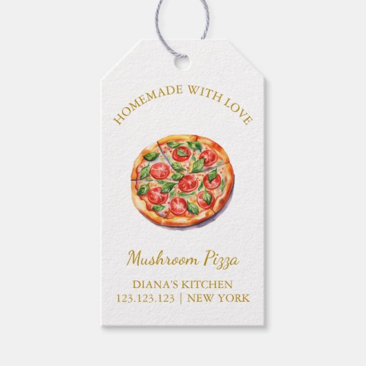 Eenvoudige Zelfgemaakte Pizza Hang Label l Wit Cadeaulabel (Voorkant)