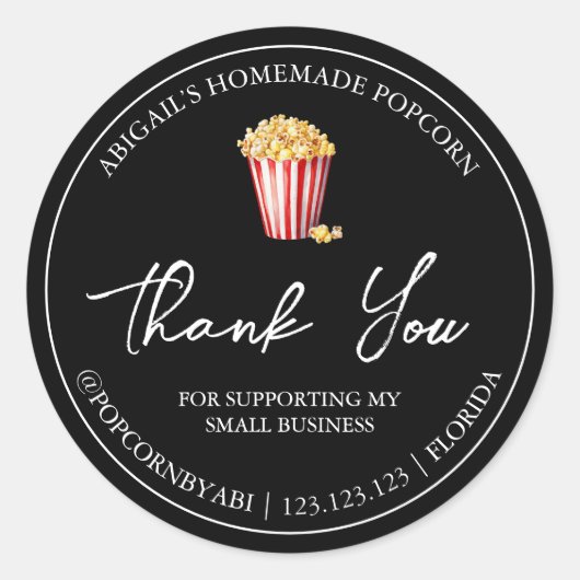Eenvoudige zelfgemaakte popcorn dank u label (Voorkant)