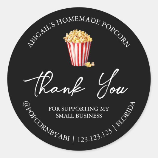 Eenvoudige zelfgemaakte popcorn dank u label (Voorkant)