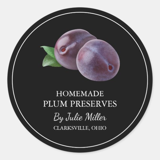 Eenvoudige zelfgemaakte pruim behoudt label (Voorkant)