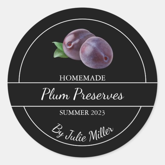 Eenvoudige zelfgemaakte pruim behoudt label (Voorkant)