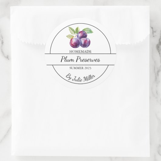 Eenvoudige zelfgemaakte pruim behoudt label (Tas)