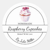 Eenvoudige zelfgemaakte Raspberry Cupcakes Label (Voorkant)