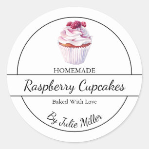 Eenvoudige zelfgemaakte Raspberry Cupcakes Label