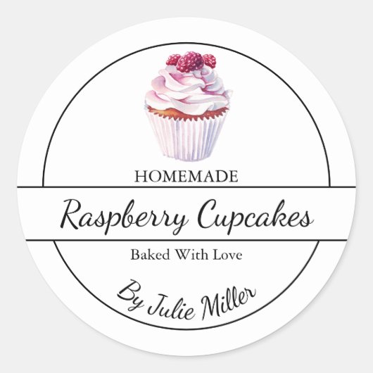 Eenvoudige zelfgemaakte Raspberry Cupcakes Label (Voorkant)