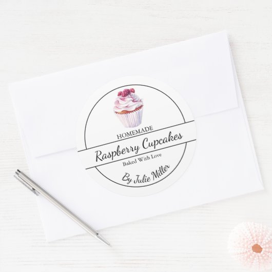 Eenvoudige zelfgemaakte Raspberry Cupcakes Label (Envelop)