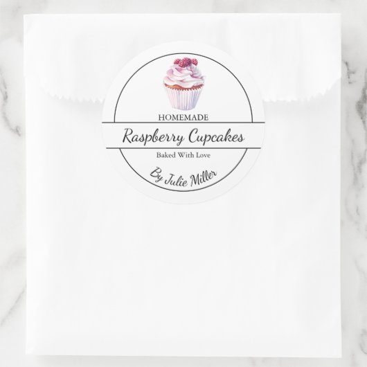 Eenvoudige zelfgemaakte Raspberry Cupcakes Label (Tas)