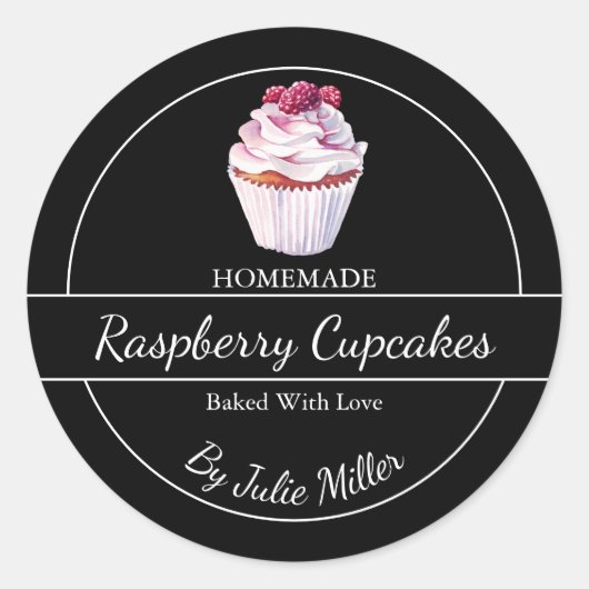 Eenvoudige zelfgemaakte Raspberry Cupcakes Label (Voorkant)