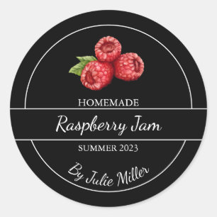Eenvoudige zelfgemaakte Raspberry Jam Label Zwart