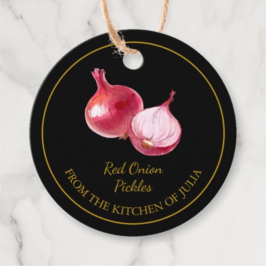 Eenvoudige zelfgemaakte rode ui augurken hangen La Bedankjes Labels (Voorkant)