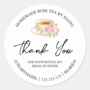 Eenvoudige zelfgemaakte Roos Tea Thank You Label