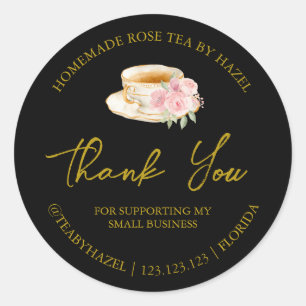 Eenvoudige zelfgemaakte Roos Tea Thank You Label