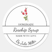 Eenvoudige zelfgemaakte Rozenbottelsiroop Label (Voorkant)