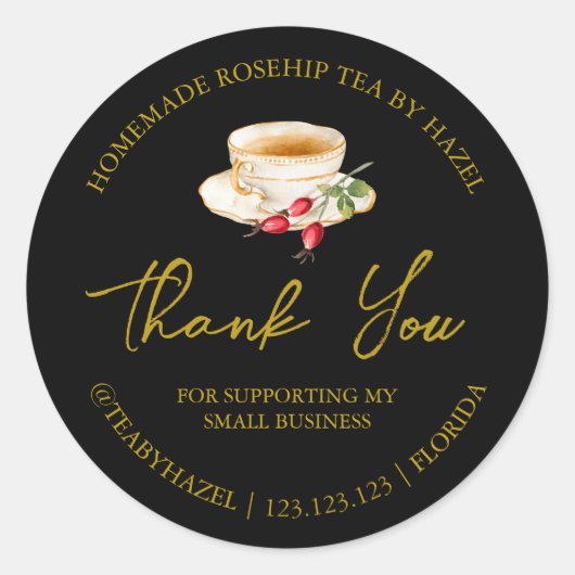 Eenvoudige zelfgemaakte Rozenbottelthee Bedankt La Ronde Sticker (Voorkant)