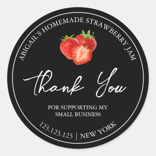 Eenvoudige Zelfgemaakte Strawberry Jam Dank u Labe Ronde Sticker (Voorkant)