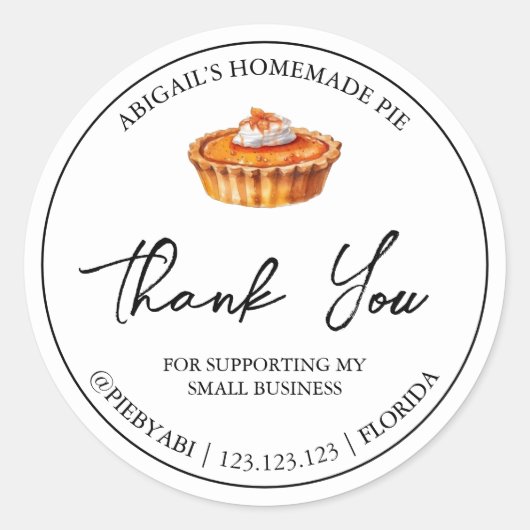 Eenvoudige zelfgemaakte taart dank u label (Voorkant)