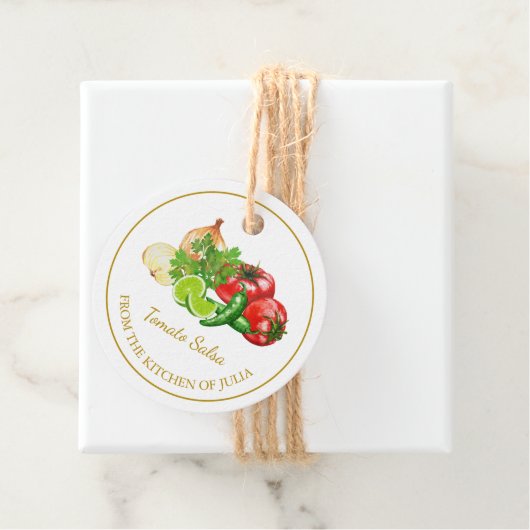 Eenvoudige zelfgemaakte tomaat salsa hangen Label (In situ)