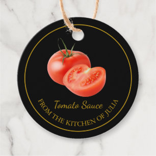 Eenvoudige zelfgemaakte tomatensaus hangen Label