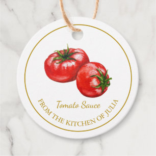 Eenvoudige zelfgemaakte tomatensaus hangen Label