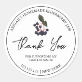 Eenvoudige zelfgemaakte vlierbessenjam bedankt lab ronde sticker (Voorkant)