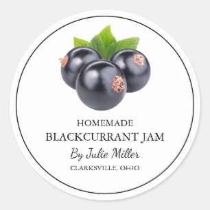 Eenvoudige zelfgemaakte zwarte bessen jam label