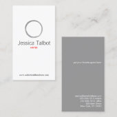 Eenvoudige zen cirkel grijs/wit visitekaartje (Voorkant / Achterkant)