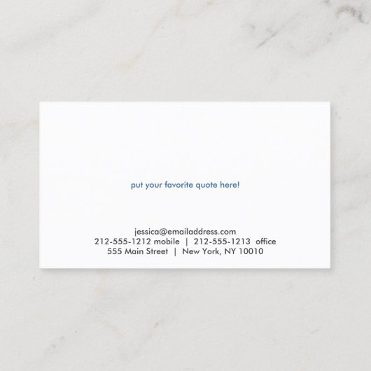 Eenvoudige zen cirkel wit/blauw visitekaartje (Achterkant)