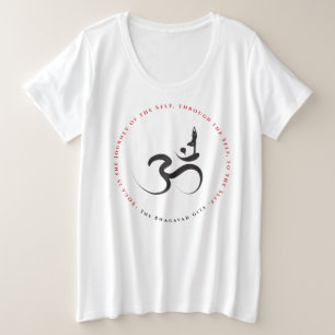 Eenvoudige Zen Silhouette Yoga & Om/Aum Kalligrafi Grote Maat T-shirt