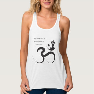 Eenvoudige Zen Silhouette Yoga & Om/Aum Kalligrafi Tanktop