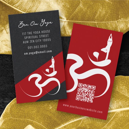 Eenvoudige Zen Yoga Om kalligrafie silhouet symboo Visitekaartje