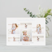 Eenvoudige zes | Minimale fotocollage Silver Folie Feestdagenkaart (Staand Voorkant)
