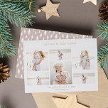 Eenvoudige zes | Minimale Roos voor fotocollage Go Folie Feestdagenkaart<br><div class="desc">De groeten van de vakantie van het aandeel met deze eenvoudige en elegante kerstfotokaarten met zes favoriete foto's in een collage lay-out (3 verticaal/portret en 3 horizontaal/landschap). Bovenaan verschijnt uw aangepaste vakantiegroet (getoond met "de warmste wensen van de vrije dag") in gouden folieverzending. Pas deze kleine kerstkaarten aan met uw...</div>