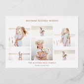 Eenvoudige zes | Minimale Roos voor fotocollage Go Folie Feestdagenkaart (Voorkant)