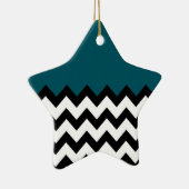 Eenvoudige zigzag lijnen en donkerblauw Blauwgroen Keramisch Ornament (Rechts)