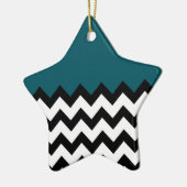 Eenvoudige zigzag lijnen en donkerblauw Blauwgroen Keramisch Ornament (Links)