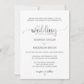 Eenvoudige Zilver Folie Calligraphy Formele Trouwd Kaart (Voorkant)
