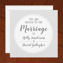 Eenvoudige Zilver Grey & White Wedday Kaart