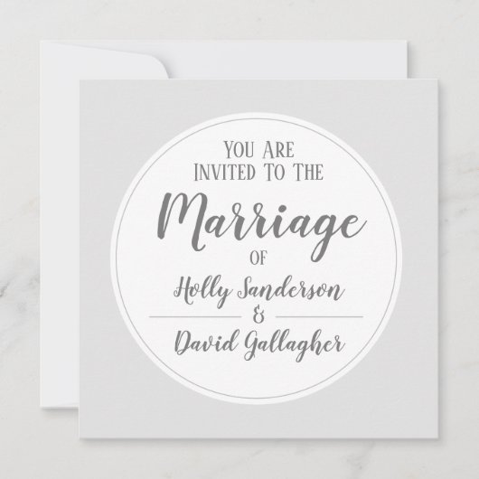 Eenvoudige Zilver Grey & White Wedday Kaart (Voorkant)