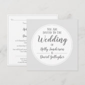 Eenvoudige Zilver Grey & White Wedday Kaart (Voorkant / Achterkant)