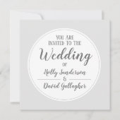 Eenvoudige Zilver Grey & White Wedday Kaart (Voorkant)