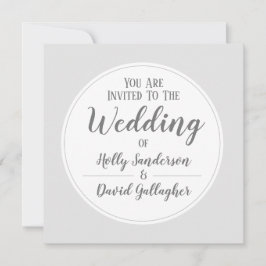 Eenvoudige Zilver Grey & White Wedday Kaart