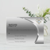 Eenvoudige Zilveren Achtergrond En Diamanten Hart Kaart (Staand voorkant)