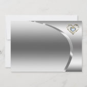 Eenvoudige Zilveren Achtergrond En Diamanten Hart Kaart (Achterkant)