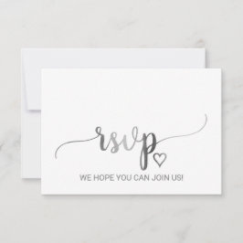 Eenvoudige Zilveren Calligrafie Liedverzoek RSVP K Kaartje