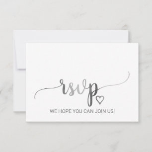 Eenvoudige Zilveren Calligrafie Liedverzoek RSVP K Kaartje