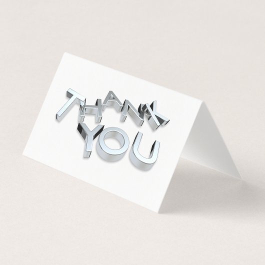 Eenvoudige zilveren en witte mini-bedankkaarten kaart (Voorkant)